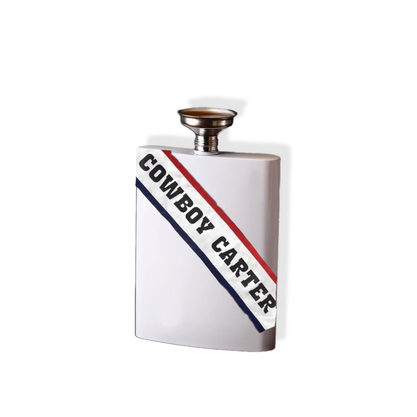 Sublimated, Stainless Steel Flask with Metal Cap and Leakproof Funnel Inspired by Cowboy Carter Tour